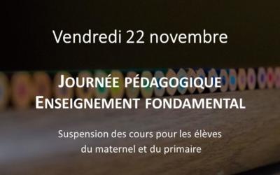 Vendredi 22 novembre – suspension des cours pour les élèves de l’école fondamentale !