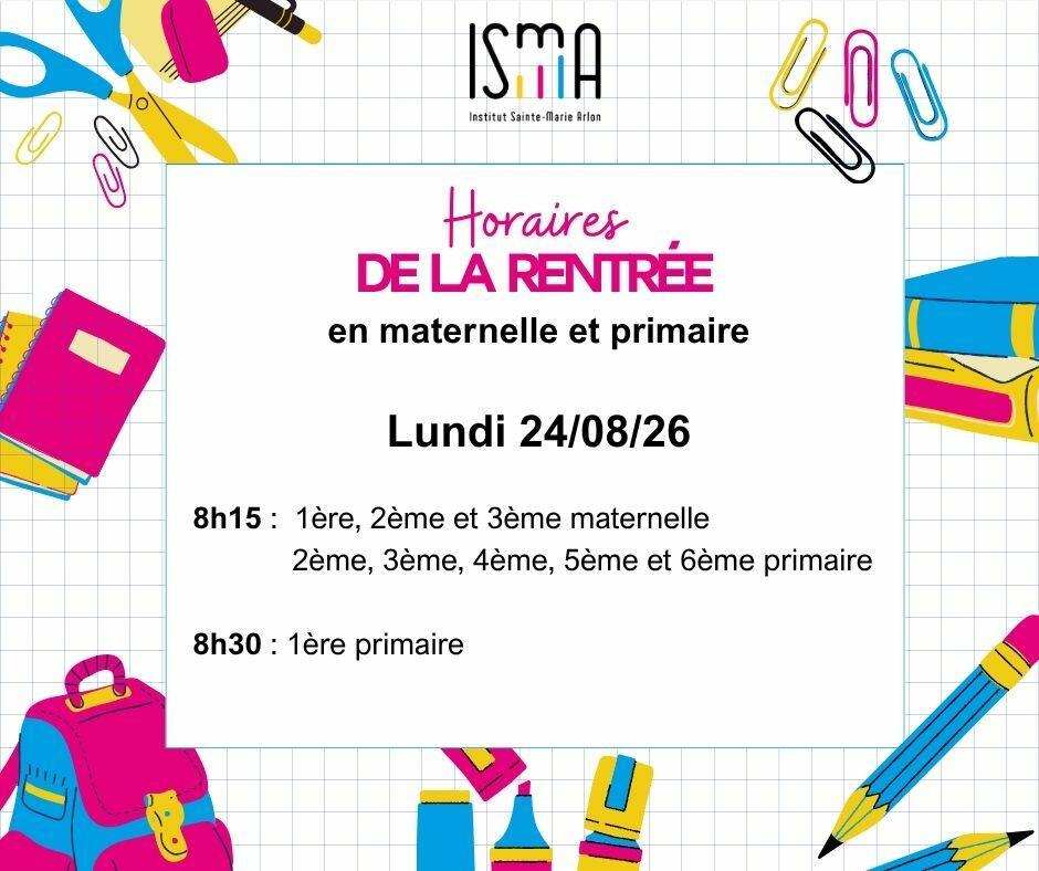 Copie de Horaires de la rentrée (1)