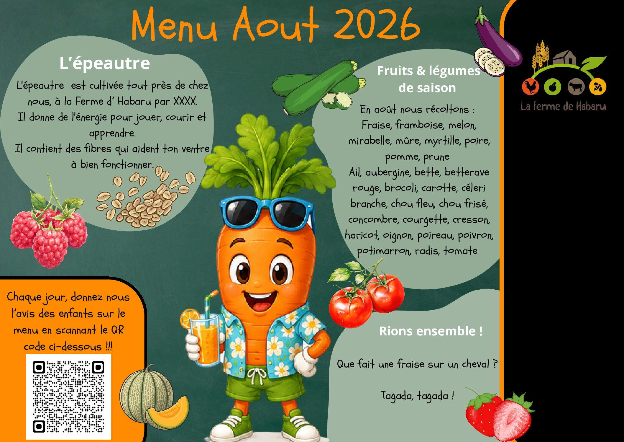 Menu aout 2026.