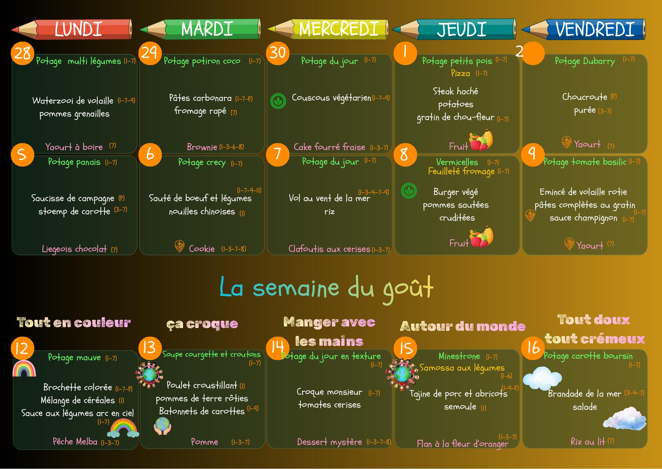 Menu octobre 2026