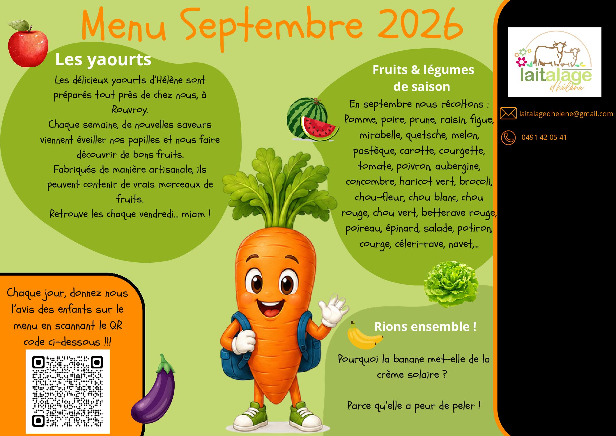 Menu septembre 2026.