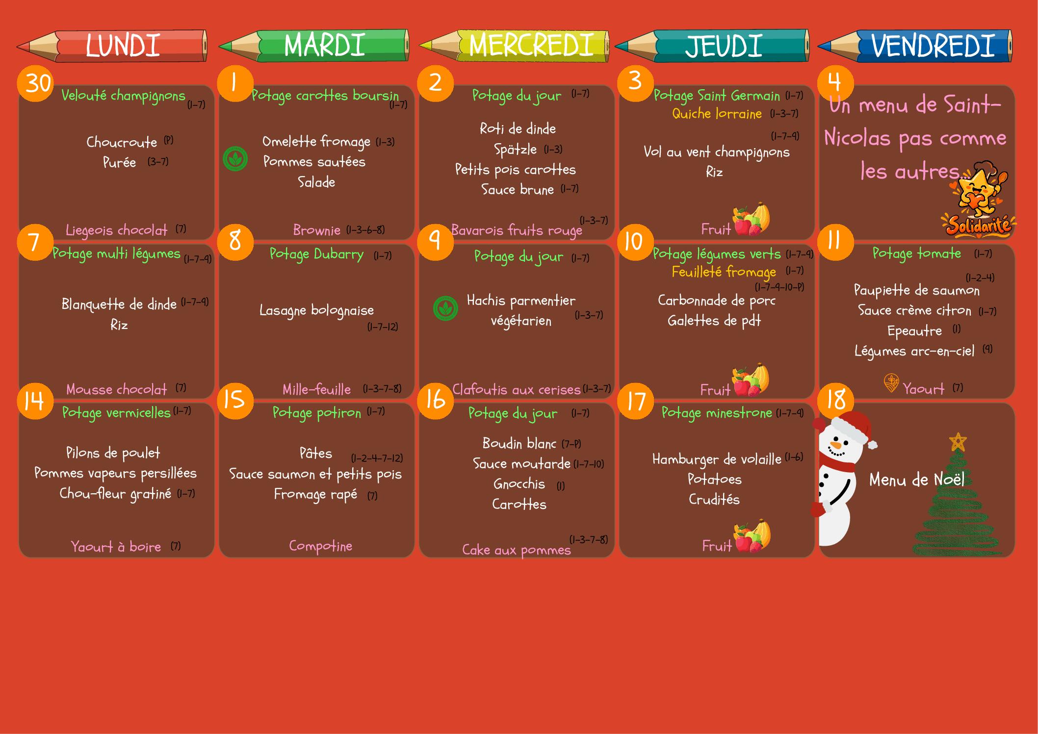 Menu decembre 2026